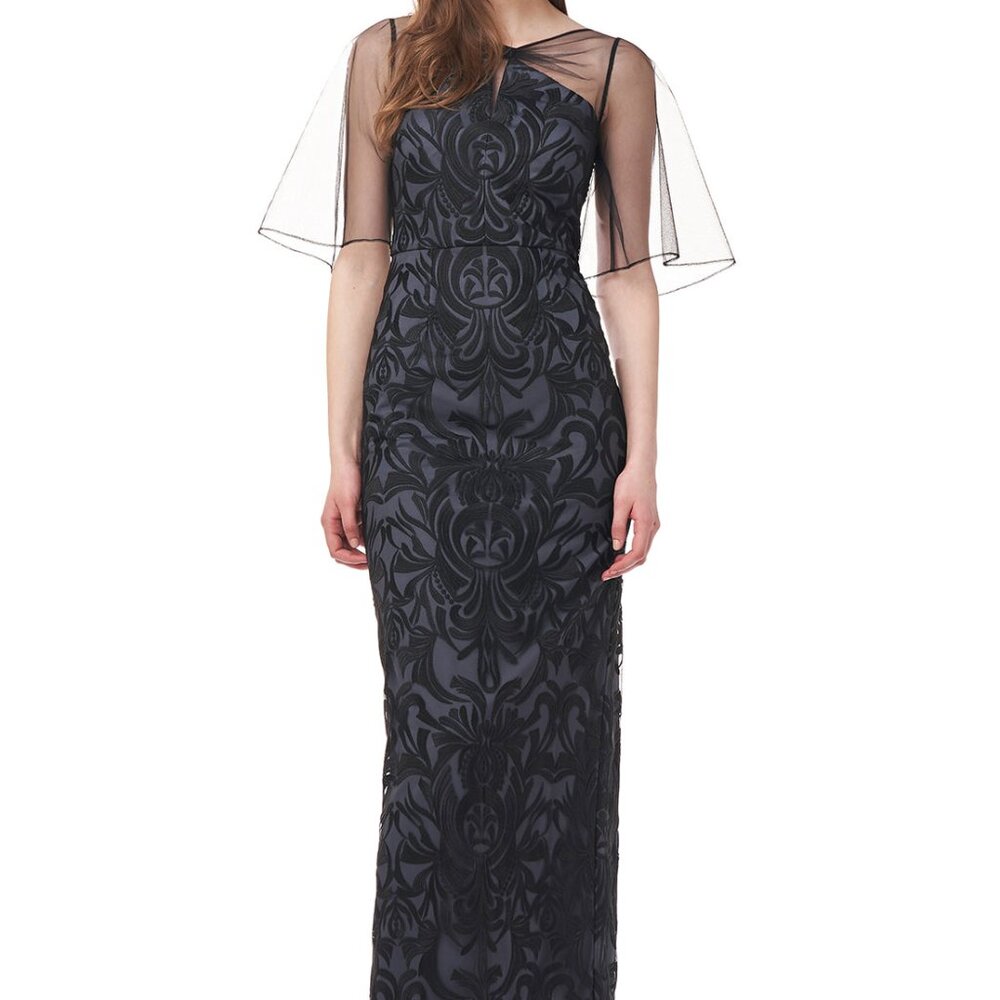 Js Collections Claudia Column Gown Black Gunmetal… - image 1